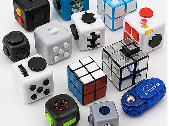 Fidget cube and puzzle samples