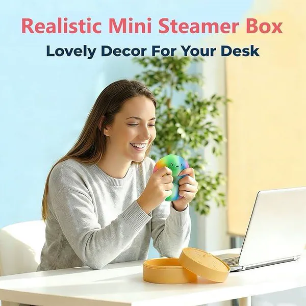Colorful Silicone Dumpling Squishies Fidget Toy with Steamer