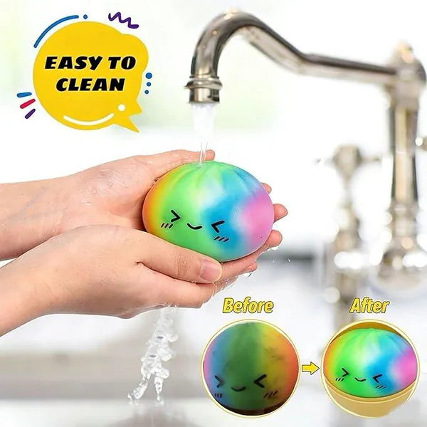Colorful Silicone Dumpling Squishies Fidget Toy with Steamer