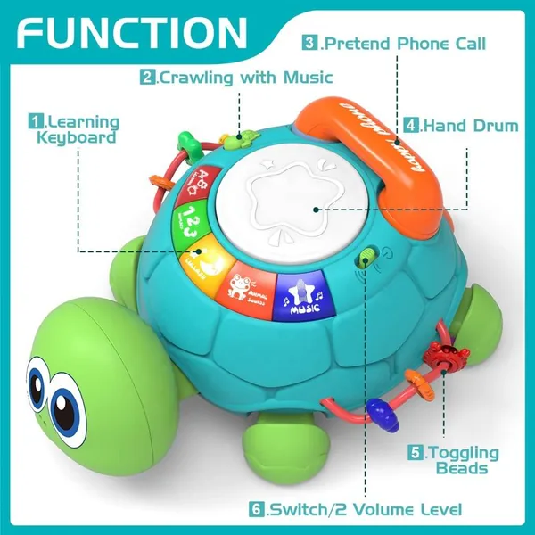 Baby Educational Toys Telephone Interactive Turtle Learning Toys Musical Turtle Crawling Baby Toys With Lights & Sounds view 4