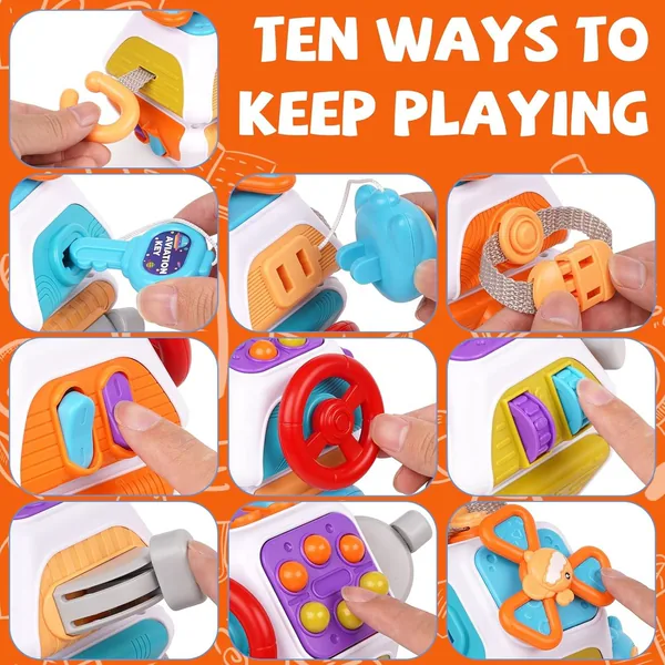 10 in 1 Busy Cube Baby Toddler Toys Montessori Sensory Busy Board Travel Toys for Toddlers Interactive Infants Baby Toys view 10