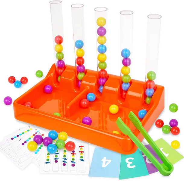 NEW Educational Interactive Rainbow Bead Matching Stacking Color Sorting Toys view 5