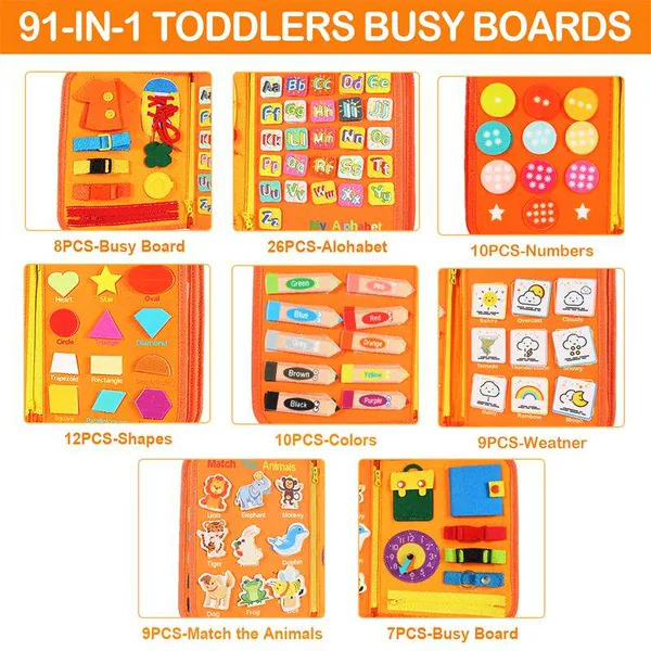 Custom Design Educational Sensory Felts Busy Board for Toddlers Montessori Busy Board Toys for Kids view 3