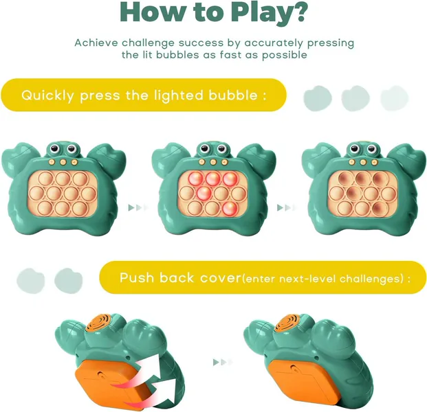 Fast Push Puzzle Game Toy Operated Fast Push Quicks Bubble Stress Relief Toy Light for Sensory Fidgets Plastic Ages 5-7