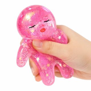 Glitter Squishy Doll Stress Ball Soft Squeeze Toy Cute Mini Fidget Figure for Kids and Adults - Squishy & Squeeze Toys