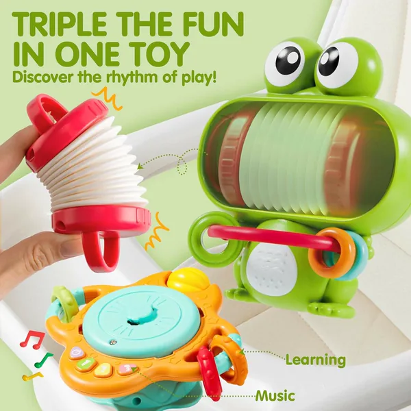 Infant Baby High Chair Toy Frog Interactive Baby Sensory Toys Montessori Educational Toys with Suction Cup and Music view 3