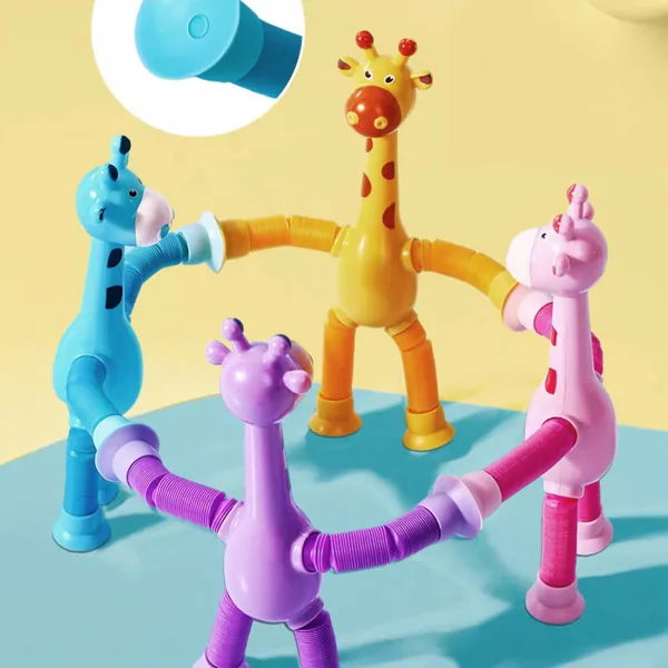 Telescopic Suction Cup Giraffe Toy Funny Pops Tubes Sensory Educational Fidget Toys Pack Anxiety Plastic  for Kids view 4