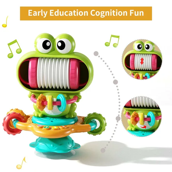 Infant Baby High Chair Toy Frog Interactive Baby Sensory Toys Montessori Educational Toys with Suction Cup and Music view 4