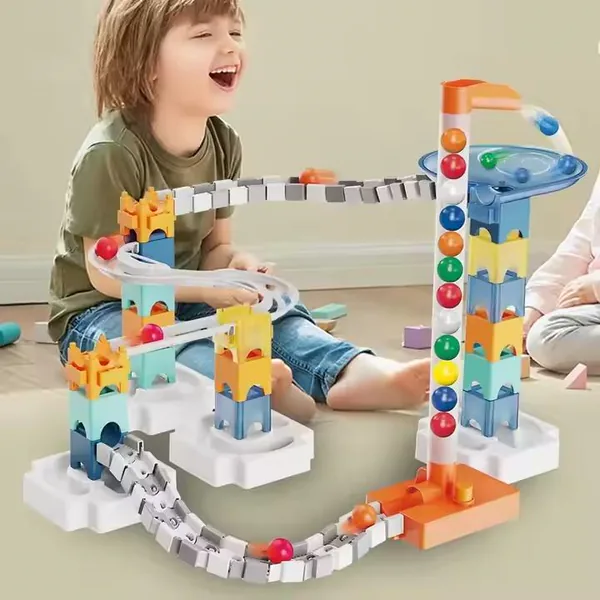80Pcs Marble Run Toy Educational DIY Space Marble Race Track Set Construction Maze Building Block Toy Set for Kids view 4