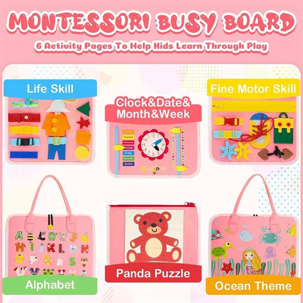 Montessori Busy Board Sensory Toys Basic Skill Toddler Busy Board Educational Activities Busy Board for Toddlers view 5