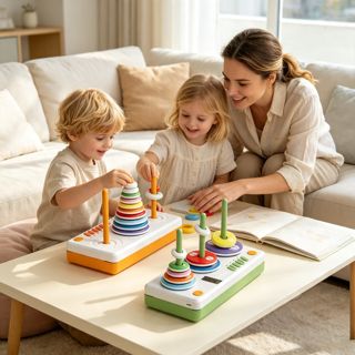 Smart Electronic Tower of Hanoi Logic Puzzle Brain Teaser Thinking Game STEM Educational Toy for Kids Adults Gift - Fidget
