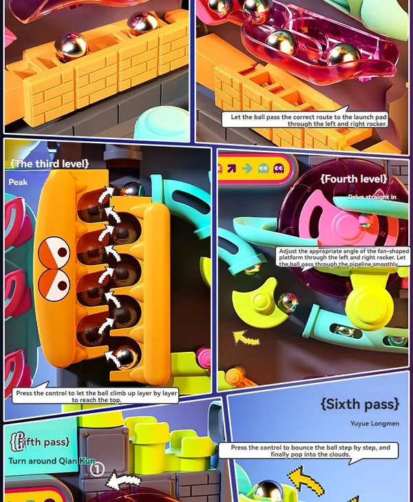Children's Engineering Maze Breakthrough Adventure Puzzle Toys Thinking Training Marble Game Track Rotating Balls Toys view 4
