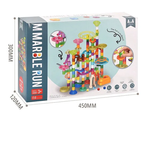 150Pcs Marble Run Toy Educational Marble Race Track Set Construction Maze Building Block Toy Set for Kids and Parent view 6