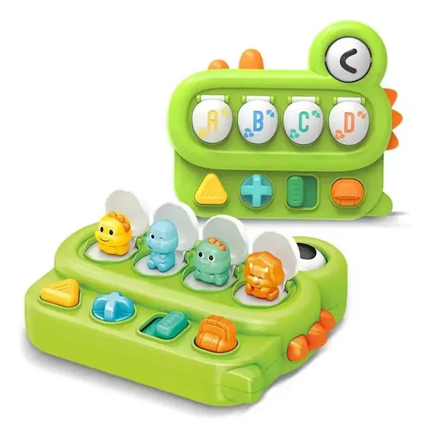 New Interactive Game Montessori Baby Sensory Toy Pops up Game With Music Light-up Toy Pressing Dinosaurs Game for Kids