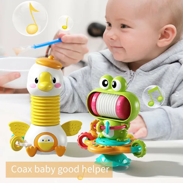Infant Baby High Chair Toy Frog Interactive Baby Sensory Toys Montessori Educational Toys with Suction Cup and Music view 6