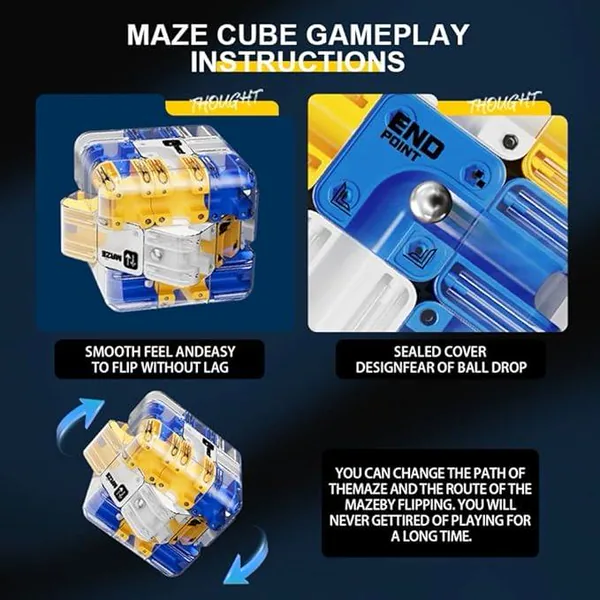 3D Rolling Ball Maze Cube Large Labyrinth Puzzle Plastic Playing Engaging Brain Teaser Toy Ages 2+ view 6