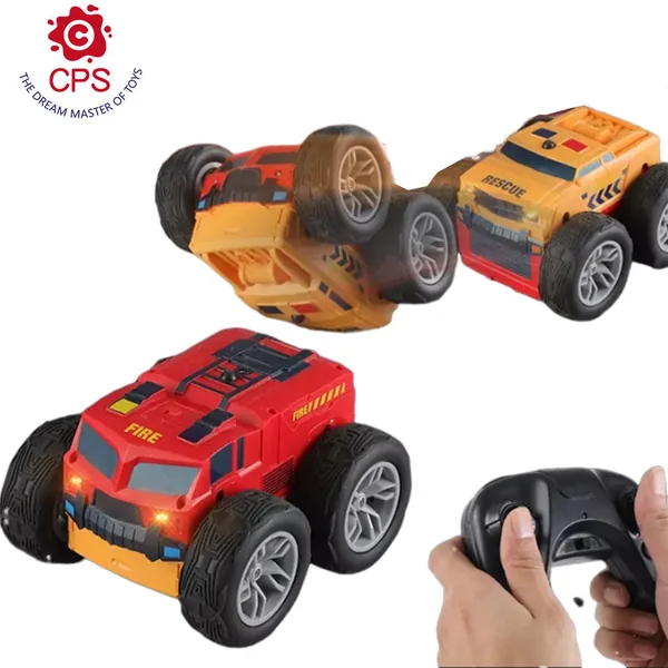 Remote Control Fire&rescue Car 2 in 1 Double Sided RC Stunt Car with 360 Flip Spinning Toy RC Drift Car view 4