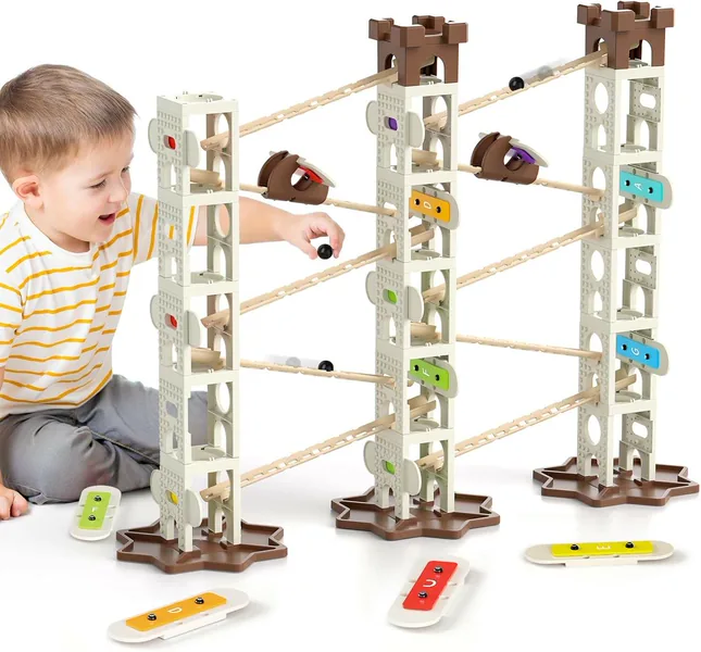DIY 1:36 Scale Music Marble Run Set Construction Building Blocks Toys for Ages 5-7 Featuring Music Pillars and Maze Track Race view 4