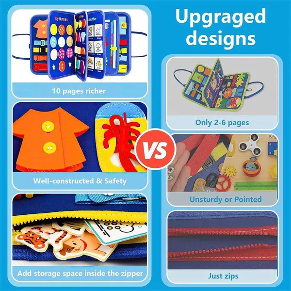 12 Pages Busy Book Sensory Toy Help with Early Education Learning and Developing Motor Skills Perfect Felt Busy Board view 4