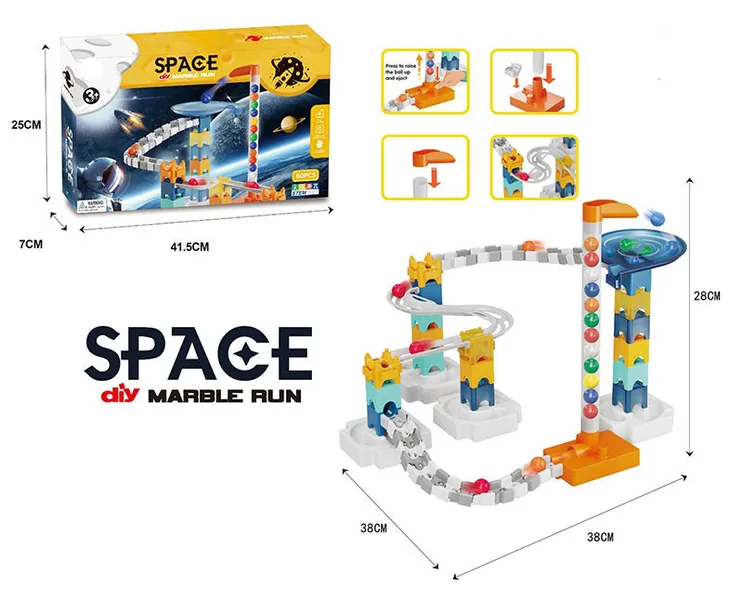 80Pcs Marble Run Toy Educational DIY Space Marble Race Track Set Construction Maze Building Block Toy Set for Kids view 6