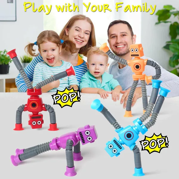 Telescopic Suction Cup Robot Toy Coolest Pops Tubes Sensory Toys for Toddlers Educational New Fidget Toys Party Favors for Kids view 3