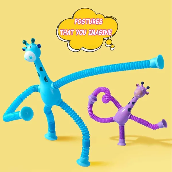 Telescopic Suction Cup Giraffe Toy Funny Pops Tubes Sensory Educational Fidget Toys Pack Anxiety Plastic  for Kids view 2