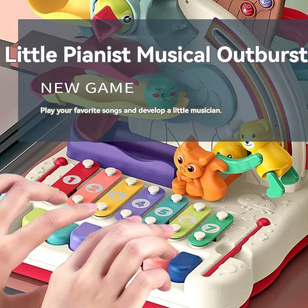 Multi-functional Baby Sensory Toy Musical Adventure Early Learning Fun Toy Montessori Puzzle Piano Bead Maze Toy for Kids view 2
