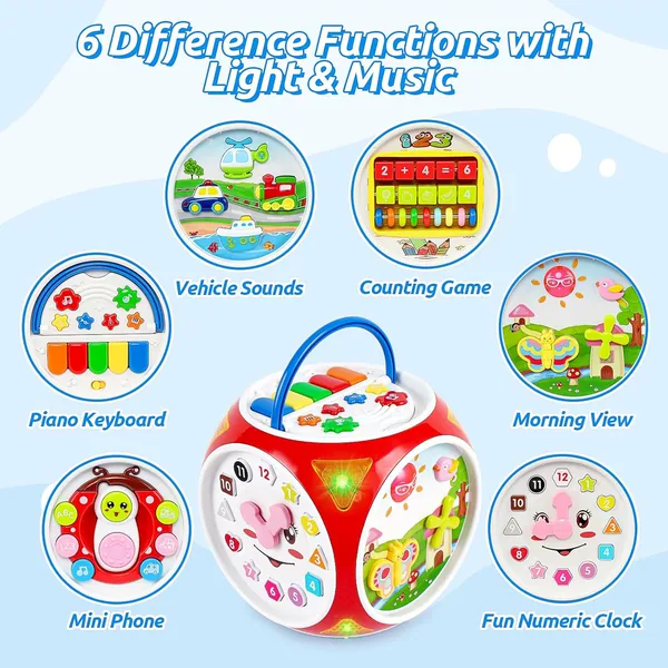 6 in 1 Busy Learning Shape Sorter Toy with Music Keyboard Sound Light-up Toys Early Educational Baby Sensory Toy view 6