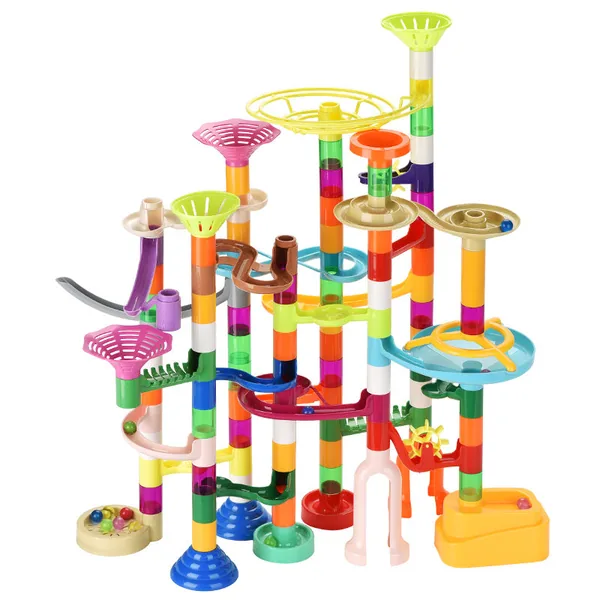 150Pcs Marble Run Toy Educational Marble Race Track Set Construction Maze Building Block Toy Set for Kids and Parent view 2