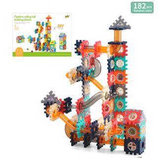 182pcs STEM Marble Race Track Educational Marble Maze Game Building Blocks Kit DIY Marble Runs Blocks for Kids - Fidget