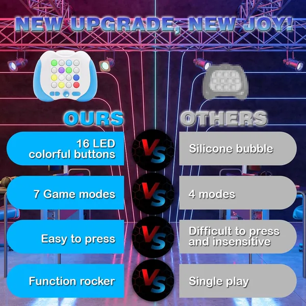 Quicks Push Handheld Game for Kids Light-up Toy Popits for Kids Flashing Fast Press Push Puzzle Games Sensory Fidgets Toys view 6