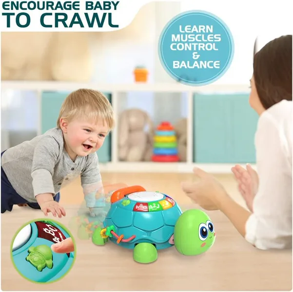 Baby Educational Toys Telephone Interactive Turtle Learning Toys Musical Turtle Crawling Baby Toys With Lights & Sounds view 2