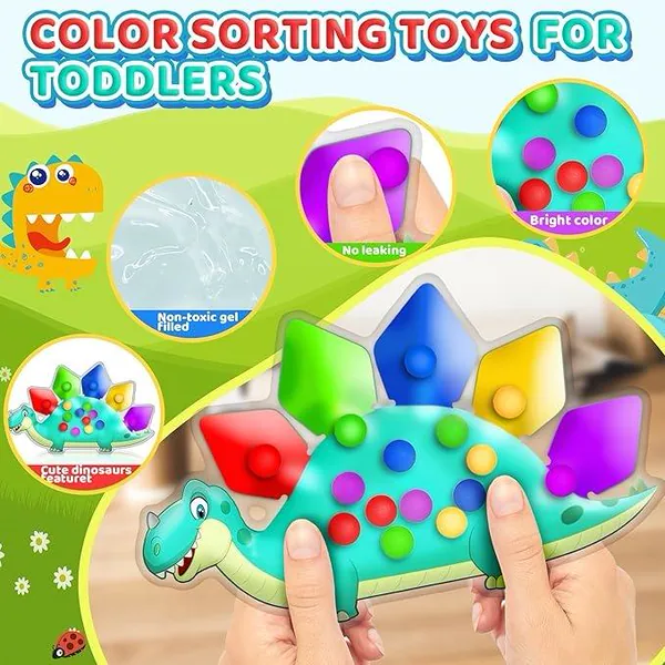 Dinosaur Color Sorting Sensory Toys Stocking Stuffers Montessori Toys Fine Motor Skill Game Learning Activities Calm Down Fidget view 3