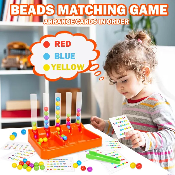 NEW Educational Interactive Rainbow Bead Matching Stacking Color Sorting Toys view 4