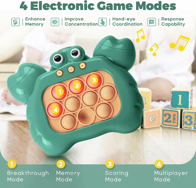 Fast Push Puzzle Game Toy Operated Fast Push Quicks Bubble Stress Relief Toy Light for Sensory Fidgets Plastic Ages 5-7
