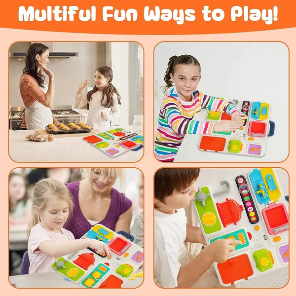 Kitchen Busy Board with Music and Lights Sensory Learning Toys for Baby Toddler Educational Activity Board Travel Toys view 4