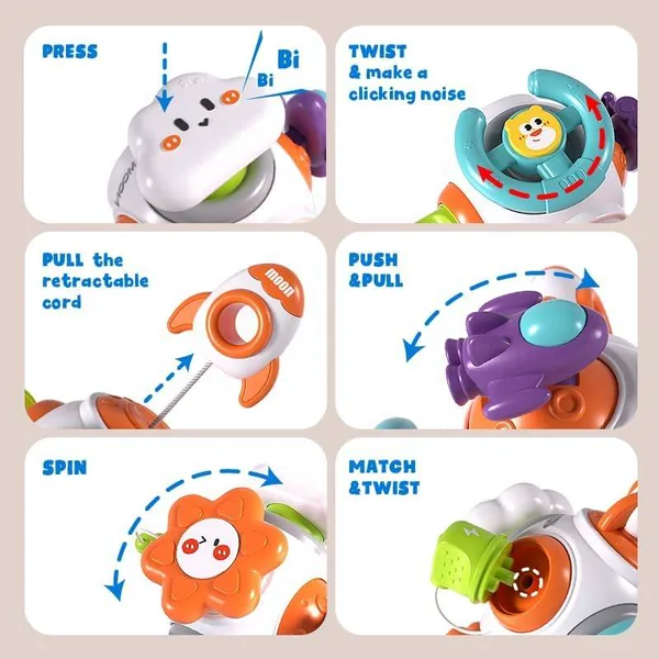 Montessori Toys for Baby Sensory Learning Resources Car Activities Sensory Busy Fidgets Cube Board Travel Toy for Toddlers view 8