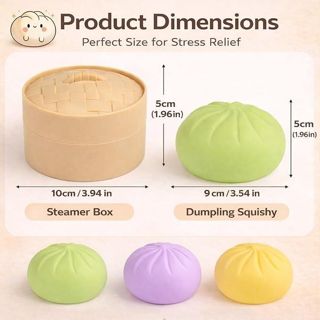 Dumpling Squishies Toy Dumpling Squish Cute Anxiety Relief Fidget Toy with Steamer Box, Soft Squeeze for Kids - Squishy &