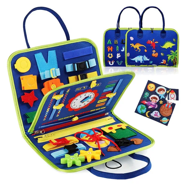 Factory Toddler Busy Board Sensory Board for Fine Motor Skill Montessori Toys Dinosaur Felts Busy Board Toys Gifts for Kids view 6