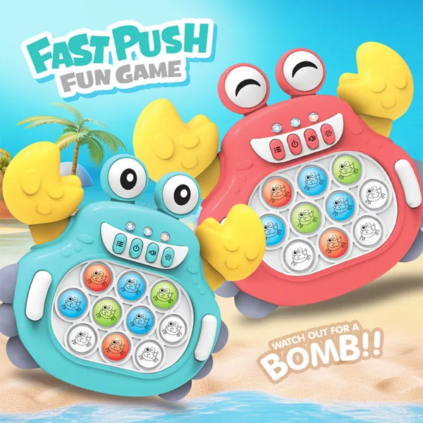 Squeeze Toys Fast Push Light up Console Game Fast Push It Fidgets Toy Pops in Electronic Quicks Push Bubble Puzzle Game Toy