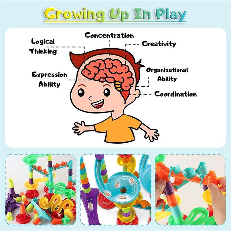 3D STEM Marble Run Race Track for Kids 113pcs Maze Game DIY Educational Play Set Track Pipe Building Blocks Marbles Toys view 4