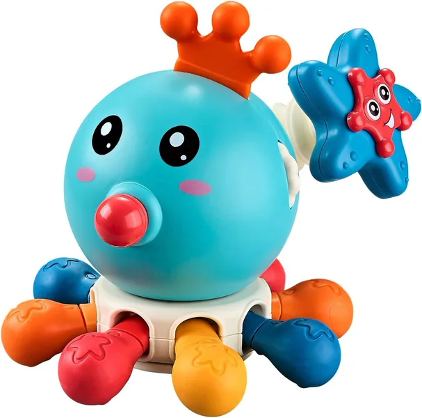 Montessori Toys for Babies Sensory Pull String Finger Squeeze Octopus Toy Sensory Learning Educational Toys for Kids