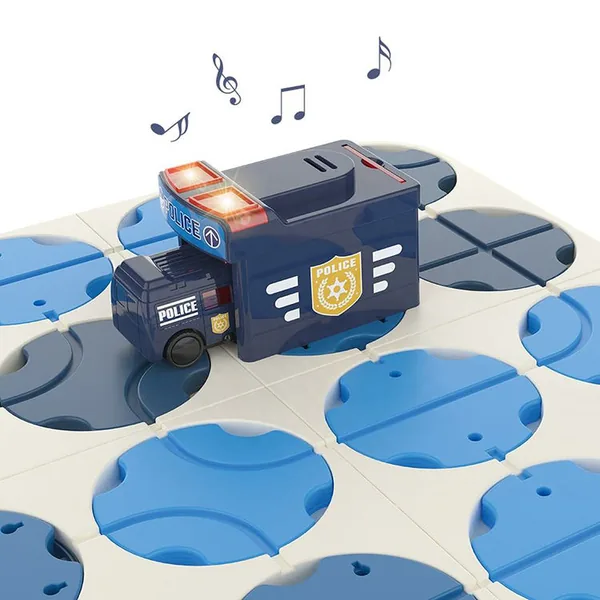 Educational Sound Light Slot Set Logical Road Builder Electric Police Car 34pcs Diy Track Maze Toys view 4