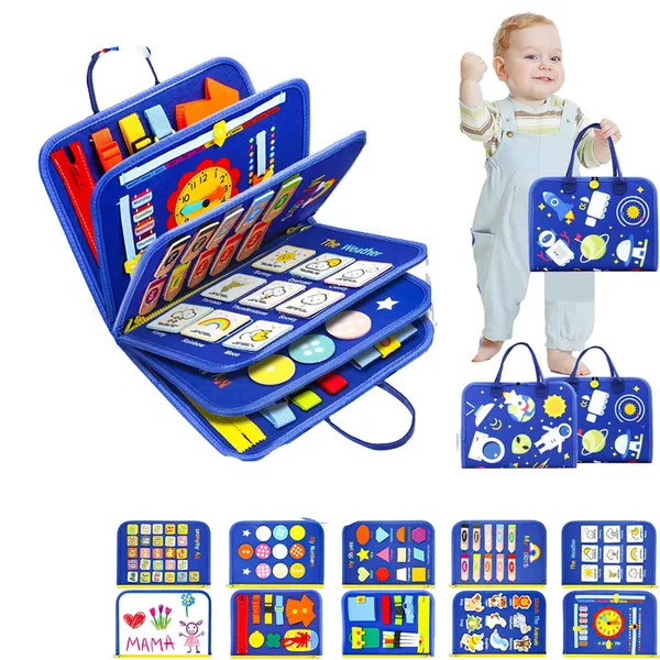 12 Pages Busy Book Sensory Toy Help with Early Education Learning and Developing Motor Skills Perfect Felt Busy Board view 5