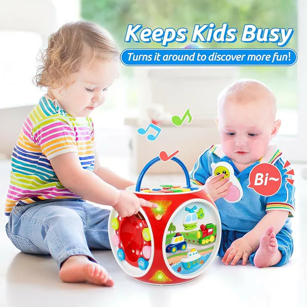 6 in 1 Busy Learning Shape Sorter Toy with Music Keyboard Sound Light-up Toys Early Educational Baby Sensory Toy view 5