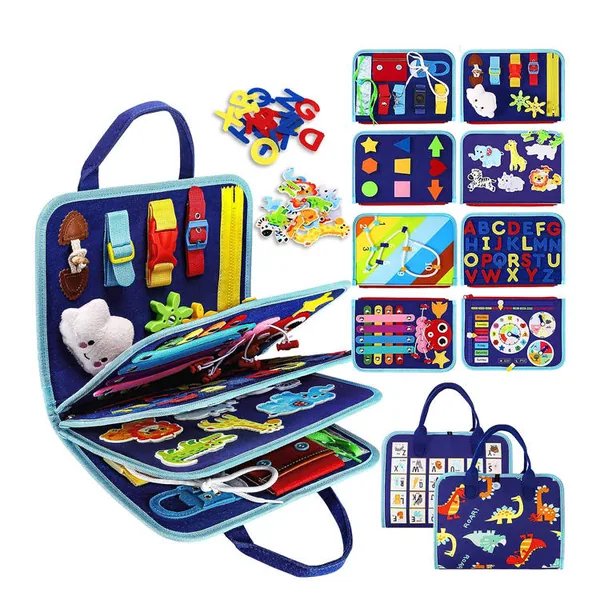 Factory 8 in 1 Toddler Busy Board Montessori Busy Board Sensory Toys Educational Activities Busy Board for Toddlers view 3