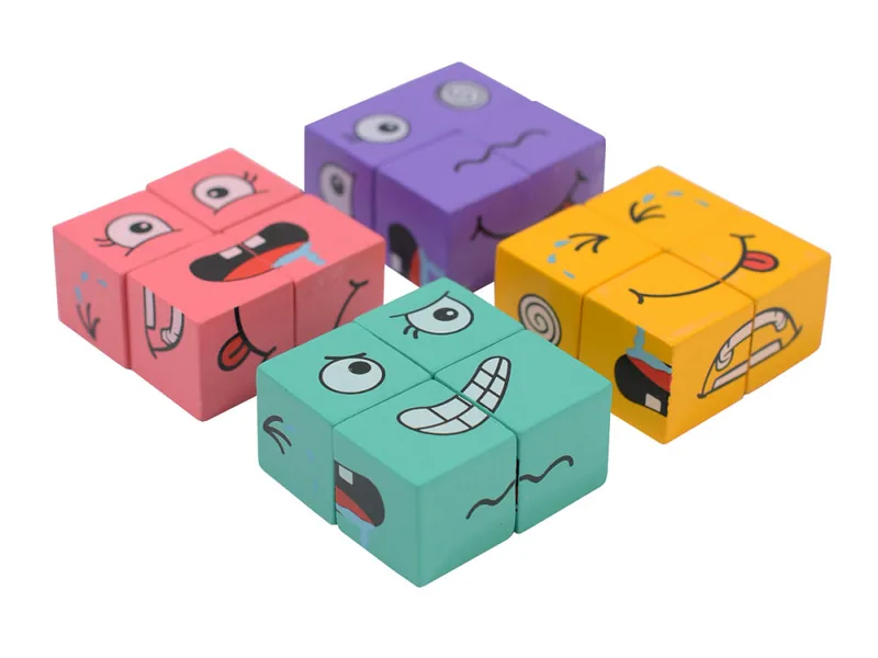 NEW Wooden Face Changing Magical Cubes Expression Puzzle Building Blocks Matching Game Toys view 5