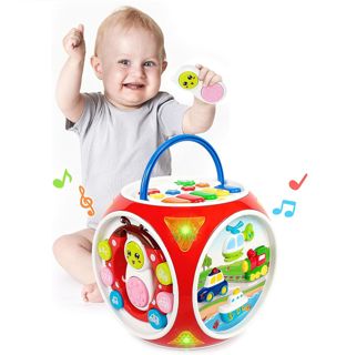 6 in 1 Busy Learning Shape Sorter Toy with Music Keyboard Sound Light-up Toys Early Educational Baby Sensory Toy - Sensory