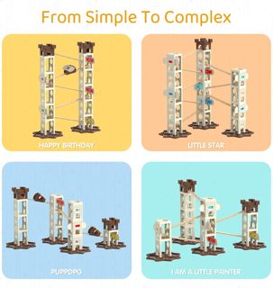 DIY 1:36 Scale Music Marble Run Set Construction Building Blocks Toys for Ages 5-7 Featuring Music Pillars and Maze Track
