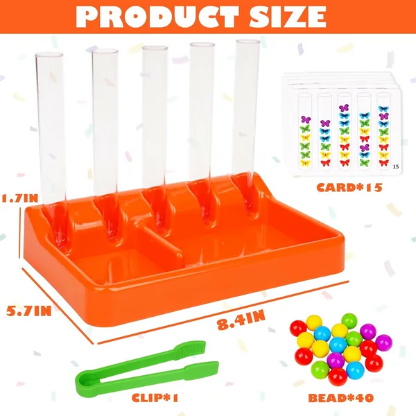 NEW Educational Interactive Rainbow Bead Matching Stacking Color Sorting Toys view 2